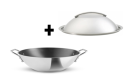 Eva Trio Recycled Rustfrit Stål wok med keramisk belægning Ø32 cm med låg