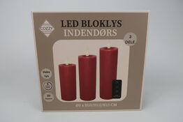 2 pk. Cozzy LED bloklys Rød med fjernbetjening 3 stk.