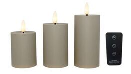 5 pk. Led Bloklys Udendørs Dia 5 2 Cm Sand 3 Pak Inkl Fjernbetjening 