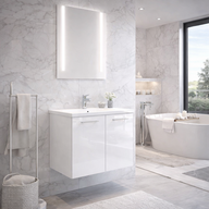 Hvid Højglans DA67 + VB6 Alba vaskeskab 590 x 380 hvid højglans