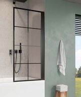 Noma 70 badekarvæg, 700mmx1500mm højre, sort profiler