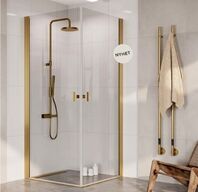 Noma 135 fastvæg med dør, skræddersyet. Børstet Kobber profiler