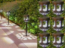 6 stk. Solar LED lampe med indbygget batteri.