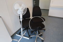 3 stk. kontorstole KINNARPS m.fl. Samt ventilator