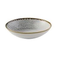 7 stk. Tallerken coupe dyb hvid m/grå D182 mm Homespun Accents