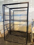 2 stk. Reoler - Stål reoler til display inkl hylder (blå med farvede hylder)