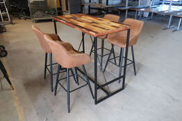 Bar/loungesæt m. højbord & 4 stole