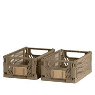 5 pk. Stabelbar foldekasse valnød 25x16,5x10 cm 2 stk.