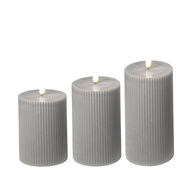 3 pk. Grå LED lys sæt af 3 stk. med riller Ø7 cm