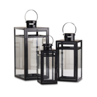 Lanterne sæt sort pulverlakeret 3 Stk.