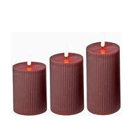 3 pk. Rød LED lys sæt af 3 stk. med riller Ø7 cm