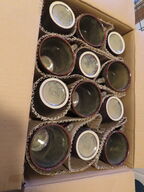 12 stk. krus m/hank, grøn/brun stentøj