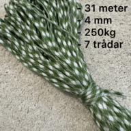 10 stk. Faldskærmsliner 550, 31 meter, Grøn/Hvid