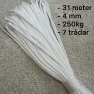 10 stk. Faldskærmsliner 550, 31 meter, Hvid