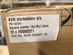 12 stk. square platter 18x18x1,5 cm sort