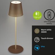 2 stk. briloner udendørs led batteridrevet bordlampe 38 cm brun-guld(ubrugt)