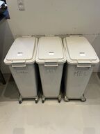 3 stk. Spande på hjul