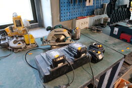 Akku rundsav MAKITA DHS680 med 5 stk. batterier og dobbeltlader