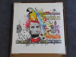 Tryk / maleri på læred - 70x70cm.