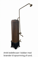 Antik Kobber kedelbruser med brændefyret vandopvarming. STRØMBERG