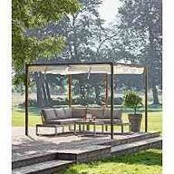 Bali Pergola wooden med off-white cover 3x3 m.