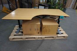 Elektrisk hæve/sænke skrivebord med to skuffemoduler (MOMSFRI) 