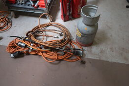 Gasflaske med 3 stk. gasbrænder og slanger 