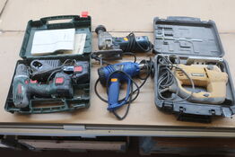 2 stk. stiksave, skruemaskine og varmepistol