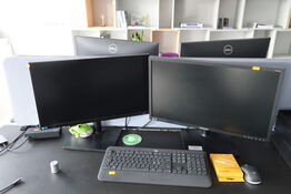 2 stk. computerskærme SAMSUNG S24E450, F24T450FQR, dockingstation, tastatur, mus