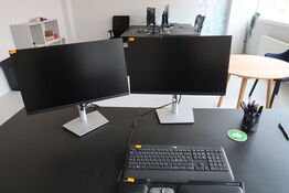 2 stk. computerskærme DELL P2422H, tastatur, rollermouse