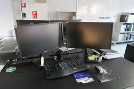 2 stk. computerskærme SAMSUNG S24E450D, dockingstation LENOVO ThinkPad Thunderbolt 3 Dock Gen 2, tastatur og mus