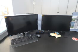 2 stk. computerskærme SAMSUNG S24E450, dockingstation LENOVO Thinkpad, tastatur, mus