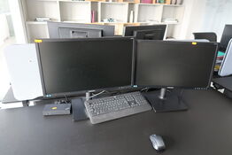 2 stk. computerskærme SAMSUNG S24E450, S23C450, dockingstation LENOVO Thinkpad, tastatur, mus