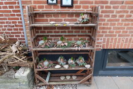 Reol med div. Dekorationer