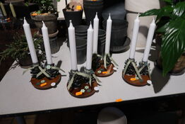 4 stk. dekorationer med stearinlys