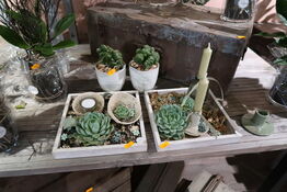 4 stk. dekorationer med stearinlys