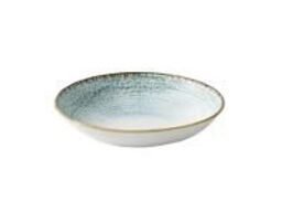 10 stk. Tallerken coupe dyb hvid m/lyseblå 248mm Homespun Accents