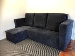 Boston L-Sofa 280x150 cm. Sort velour rib stof