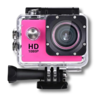 2 stk. Action Camera 1080P Vandtæt med tilbehør - Rosa