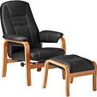 Otium lænestol inkl. fodskammel - sort PU-læder 