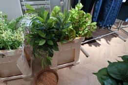 Kasse med div. Kunstige blomster