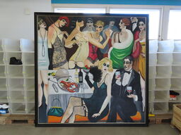 Stort Maleri i ramme (Art deco/cabaret stil)