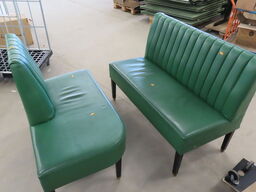 2 stk. Spisesofamoduler i grøn læder