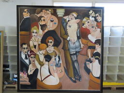 Stort Maleri i ramme (Art deco/cabaret stil)