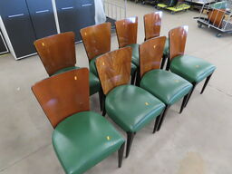 8 stk. Stole med træryg og grøn læder