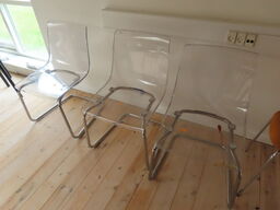 3 stk. Spisebordsstole i Akryl