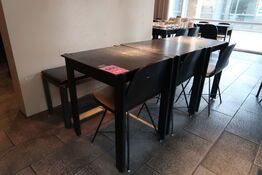 3 stk. Henning Larsen design borde med 4 stole & 1 bænk