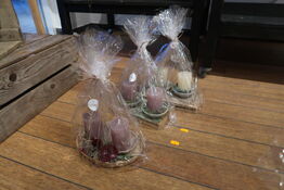 3 stk. dekorationer med stearinlys