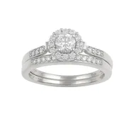 14 kt hvidguld ringe (2 stk) med samlet 32 naturlige diamanter, 0,63 carat