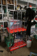 Opbevaringsvogn med div. Redningsveste, røgmaskiner FIRE FOG m.m.